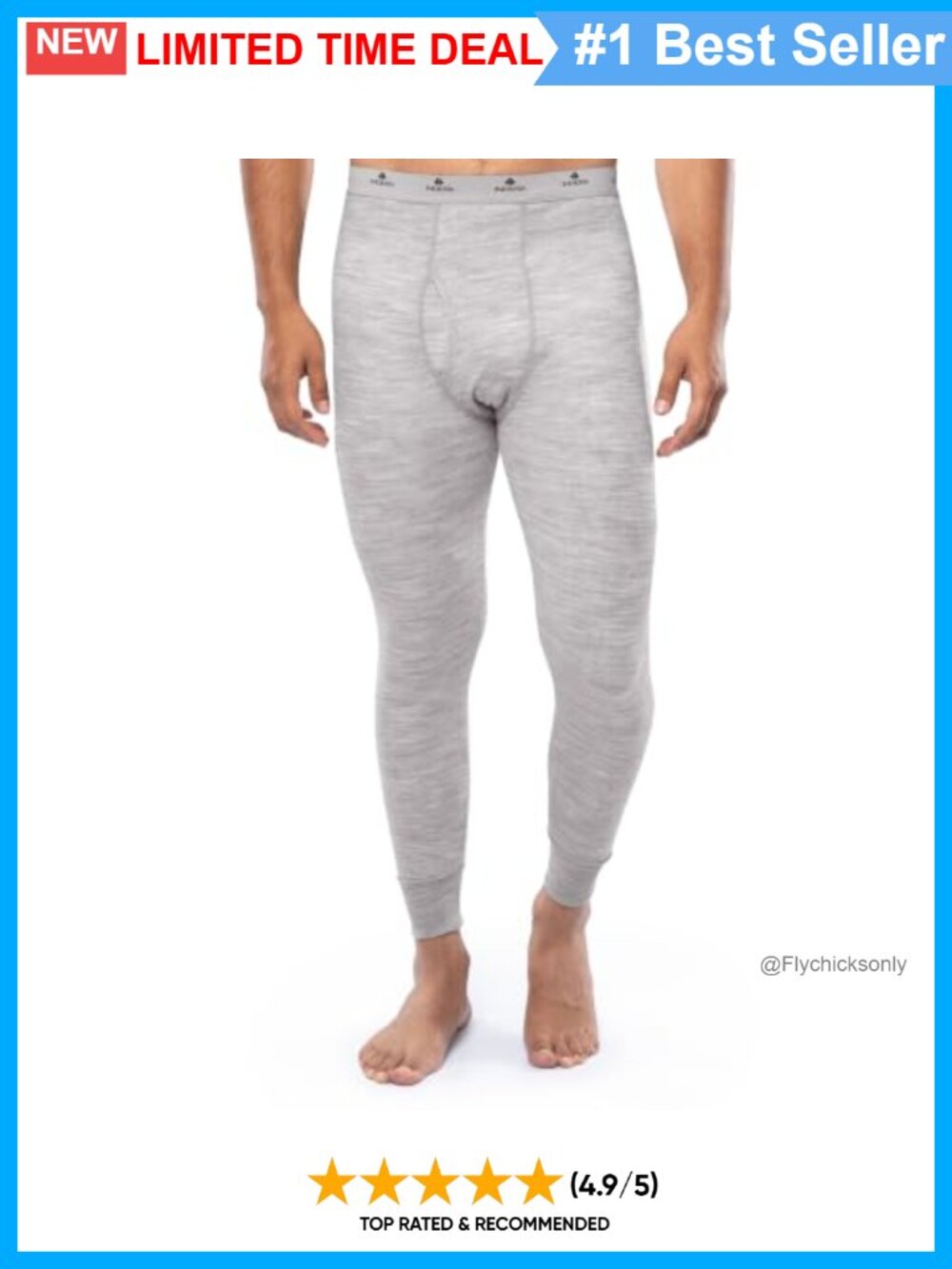 2-Layer Thermal Long Johns Pants Merino Wool Blend Performance Base Layer